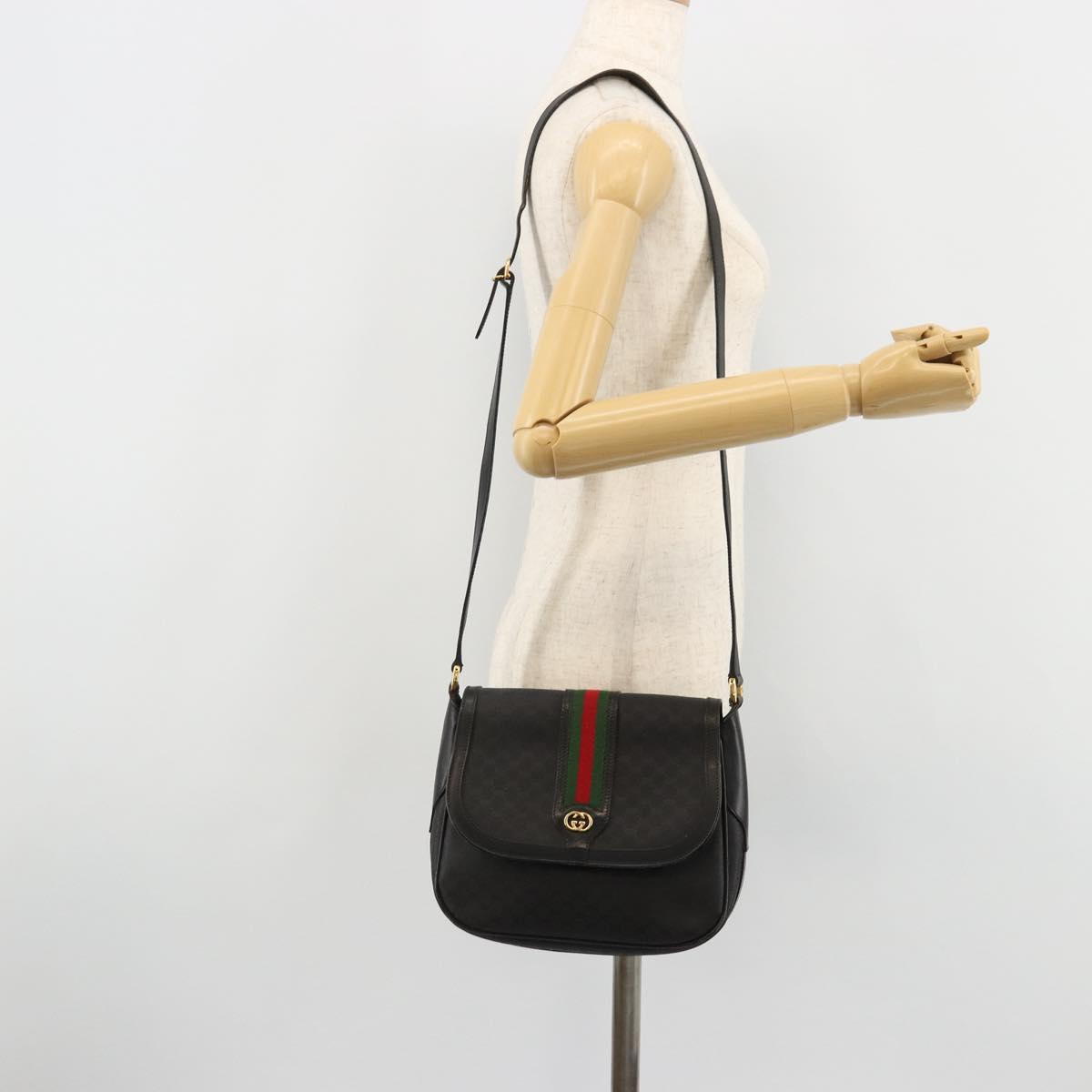 GUCCI Micro GG Supreme Web Sherry Line Bag PVC Black 001 115 0914 Auth 182409