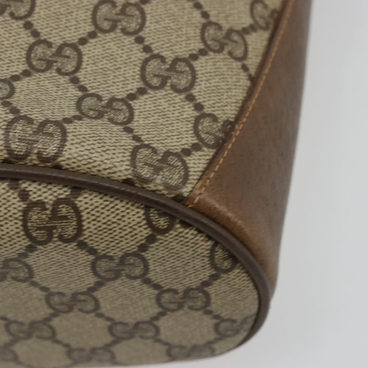 GUCCI GG Supreme Web Sherry Line Bag PVC Beige Gold 904 02 081 Auth 182411