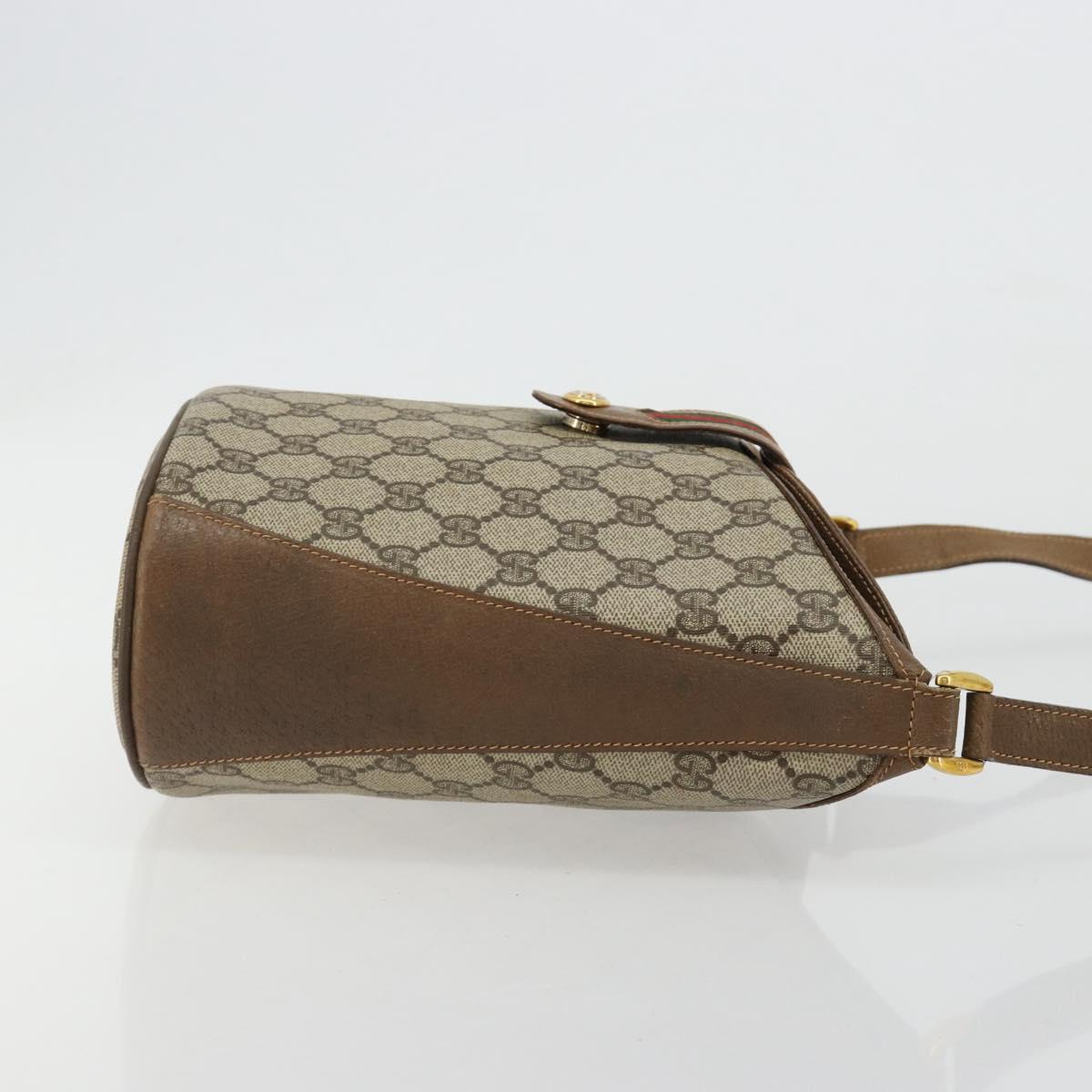 GUCCI GG Supreme Web Sherry Line Bag PVC Beige Gold 904 02 081 Auth 182411