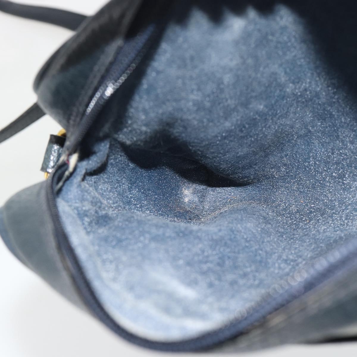GUCCI GG Supreme Sherry Line Shoulder Bag PVC Navy Gold Auth 182412