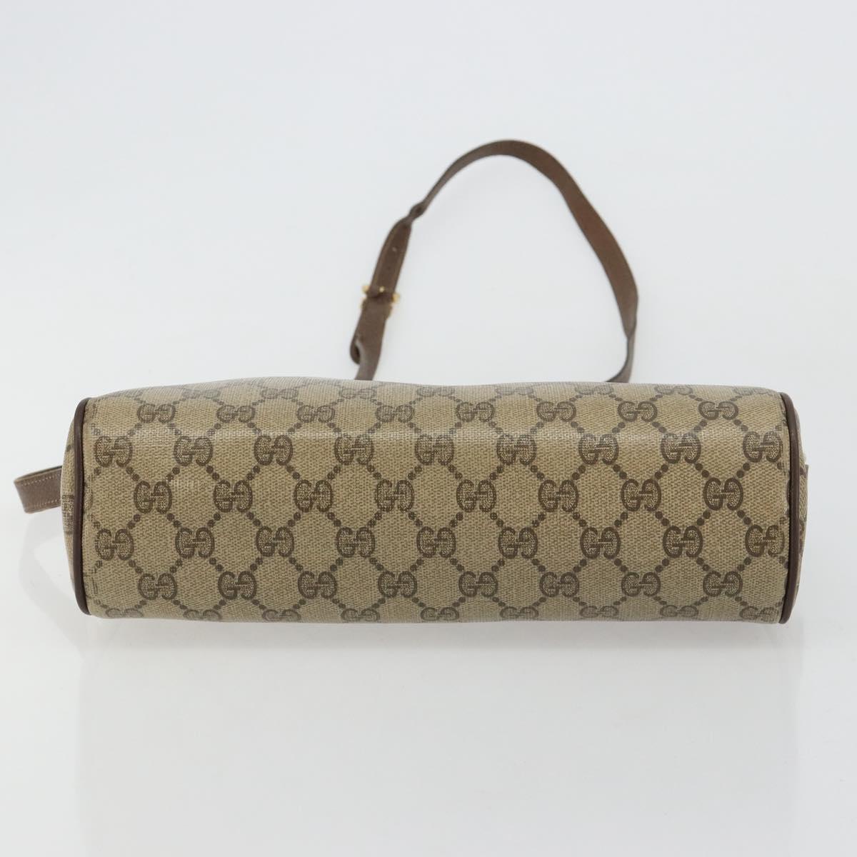 GUCCI GG Supreme Web Sherry Line Shoulder Bag PVC Beige Gold Auth 182413
