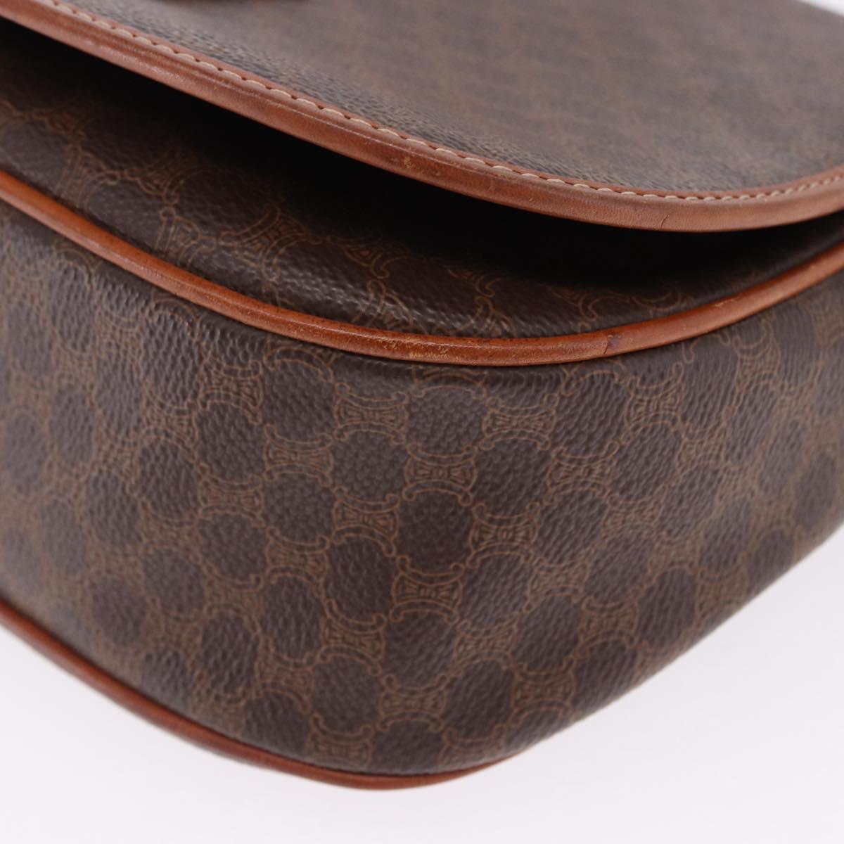 CELINE Macadam Canvas Shoulder Bag PVC Leather Brown Gold Auth 182419
