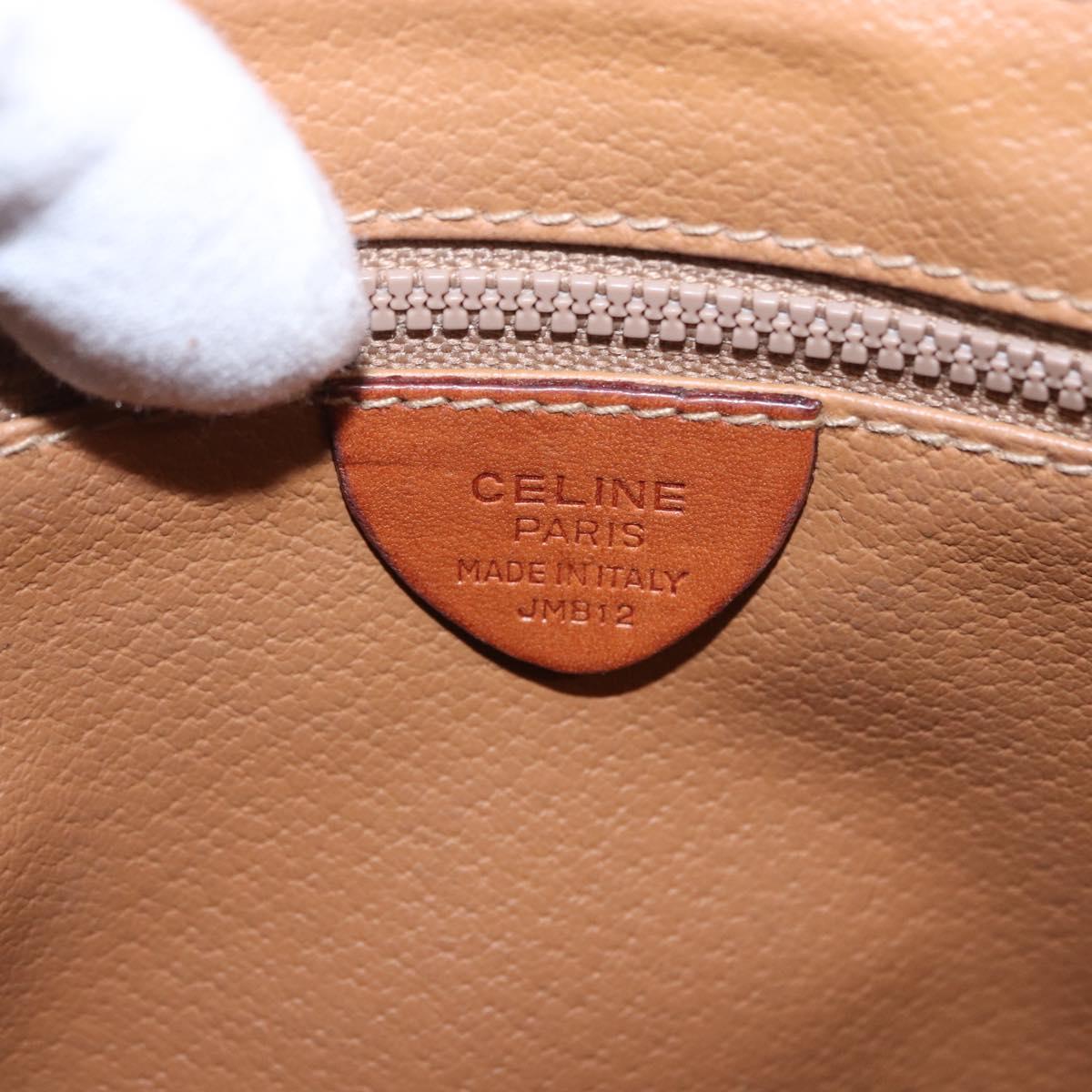 CELINE Macadam Canvas Shoulder Bag PVC Leather Brown Gold Auth 182419