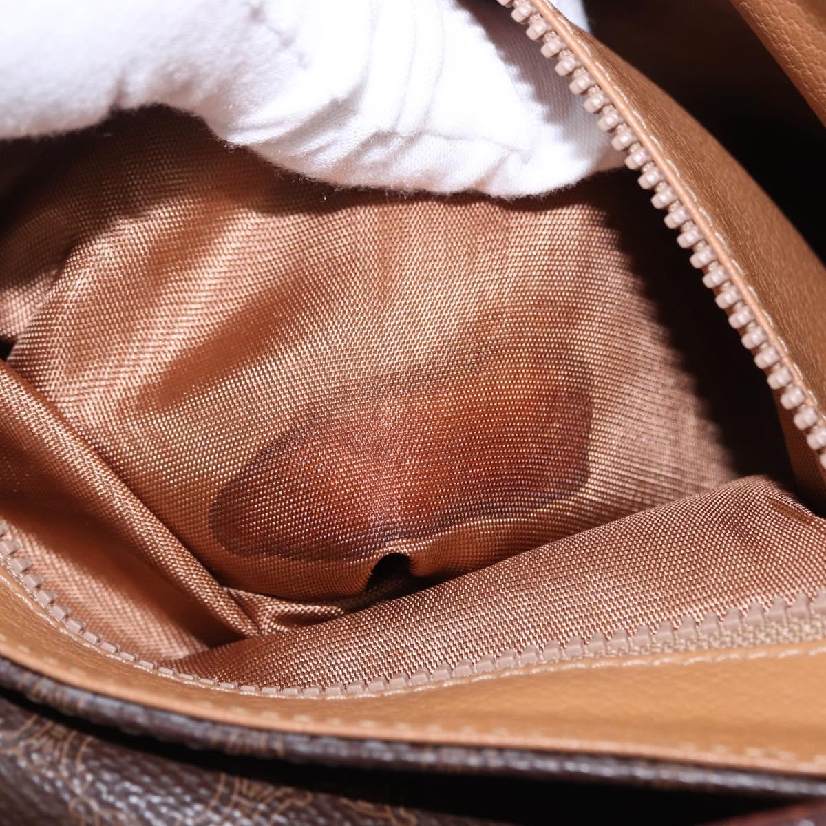 CELINE Macadam Canvas Shoulder Bag PVC Leather Brown Gold Auth 182419