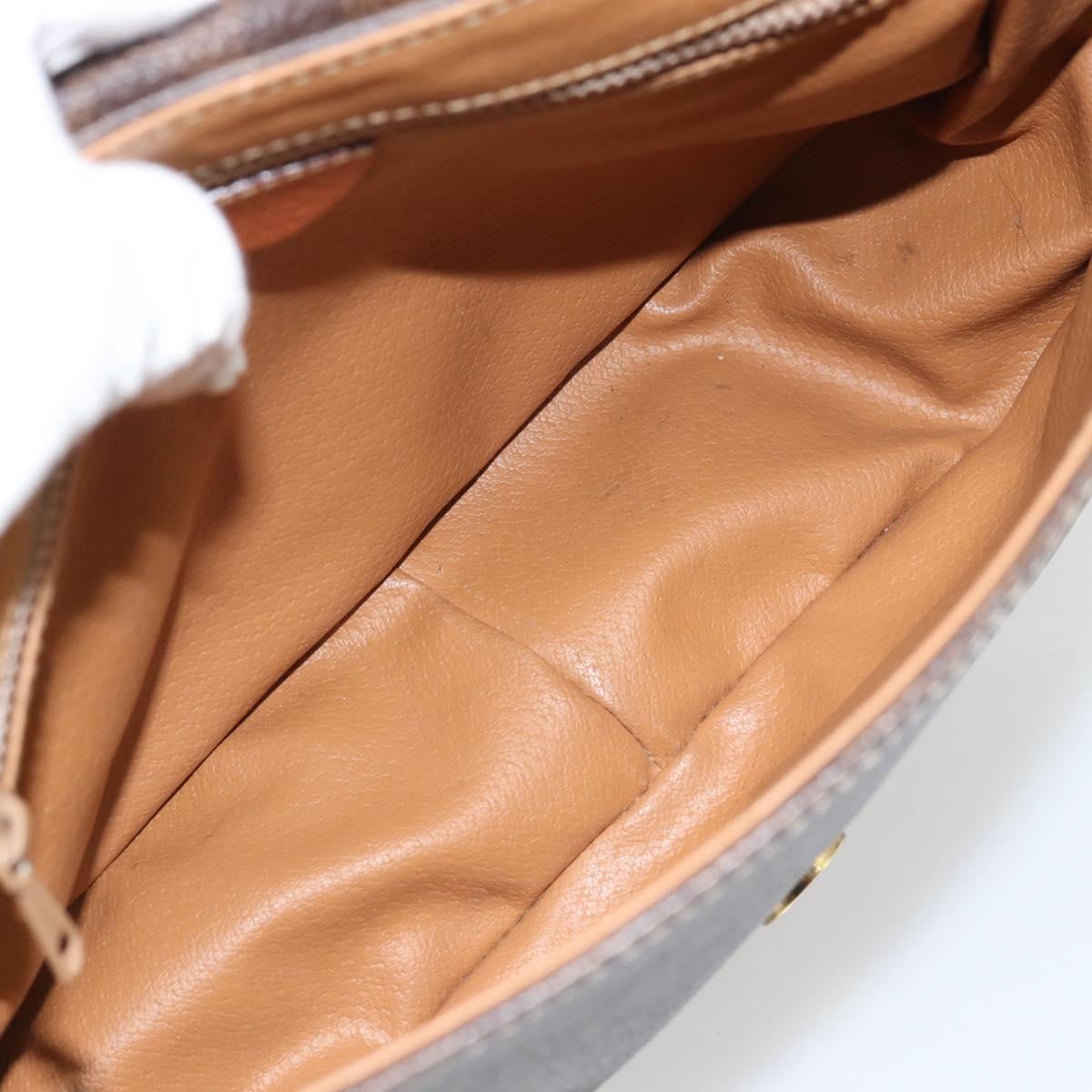 CELINE Macadam Canvas Shoulder Bag PVC Leather Brown Gold Auth 182419A