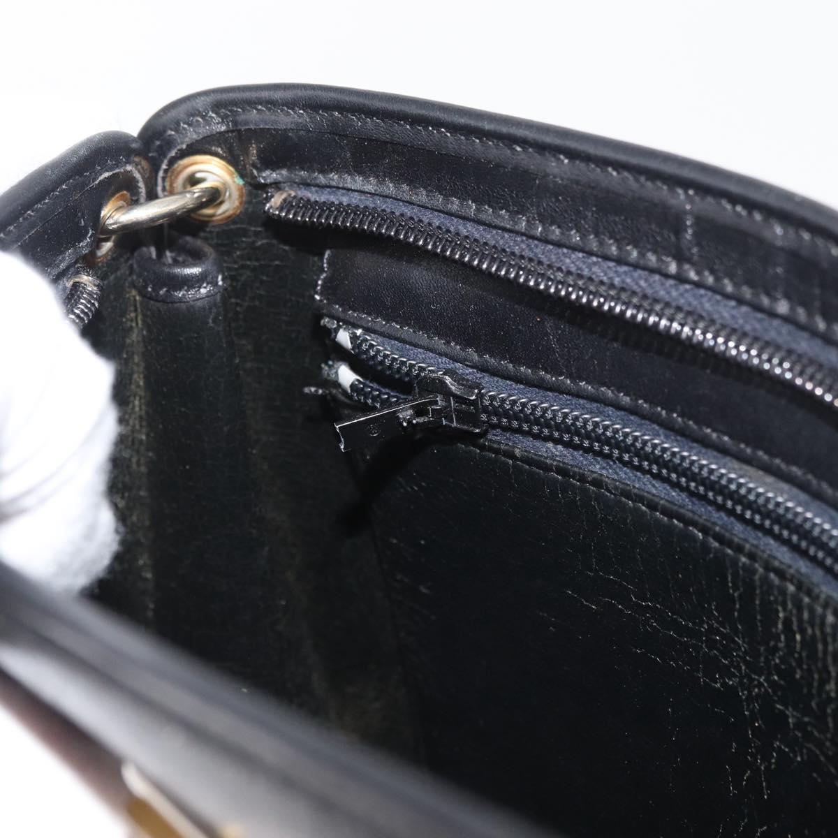 Christian Dior Shoulder Bag Leather Black Gold Auth 182420