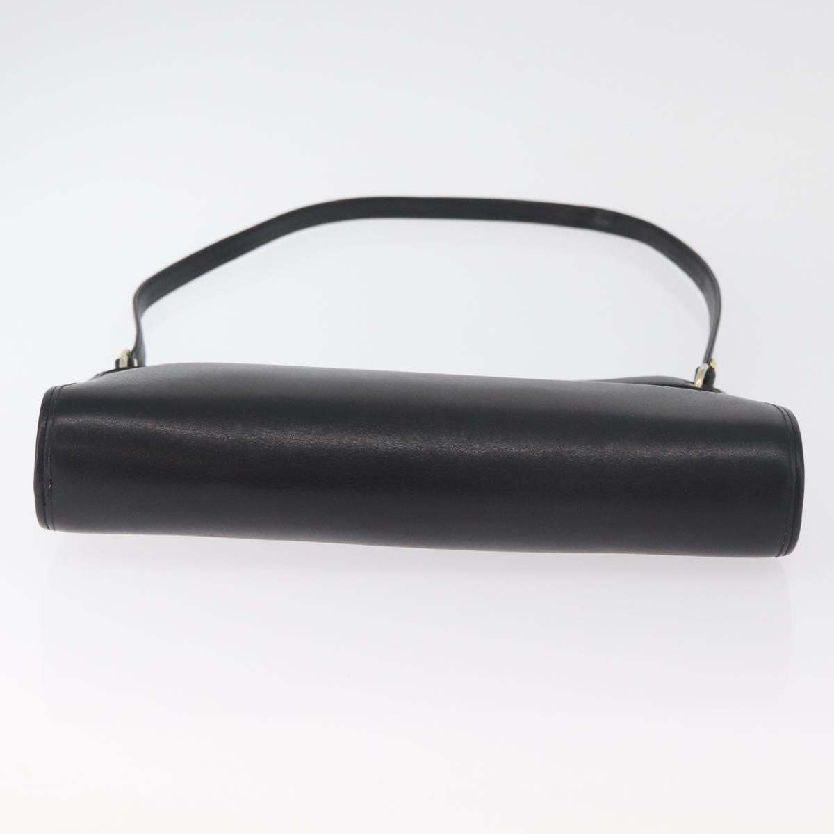 Christian Dior Shoulder Bag Leather Black Gold Auth 182420