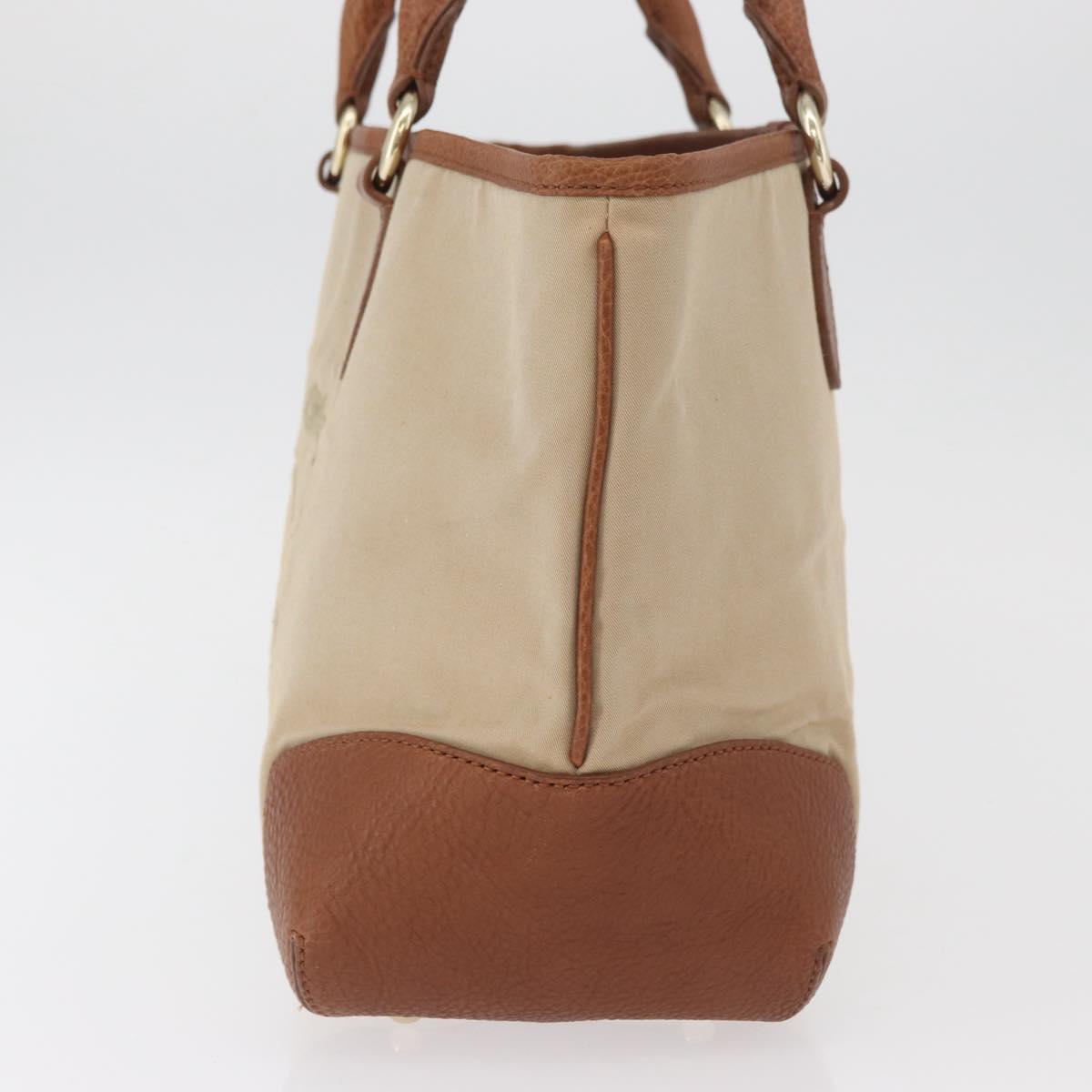 BURBERRY Tote Bag Canvas Beige Gold Auth 182423