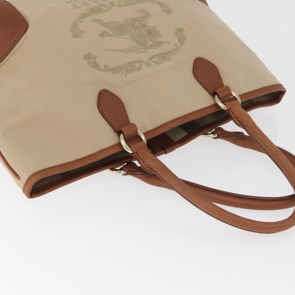 BURBERRY Tote Bag Canvas Beige Gold Auth 182423