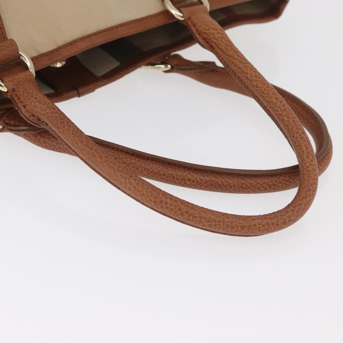 BURBERRY Tote Bag Canvas Beige Gold Auth 182423