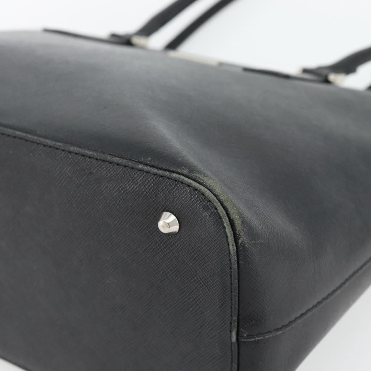 BURBERRY Tote Bag Leather Black Silver Auth 182424