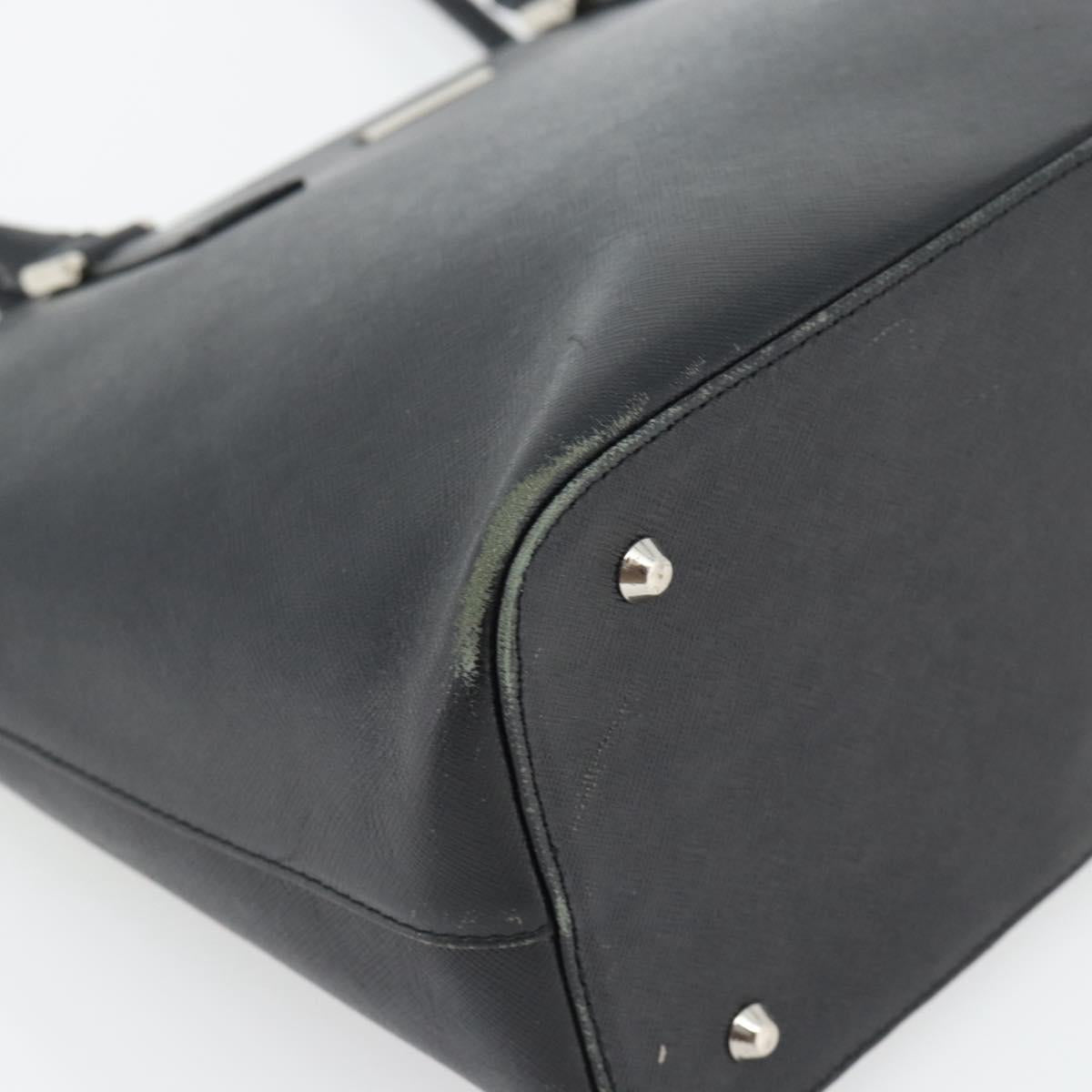 BURBERRY Tote Bag Leather Black Silver Auth 182424