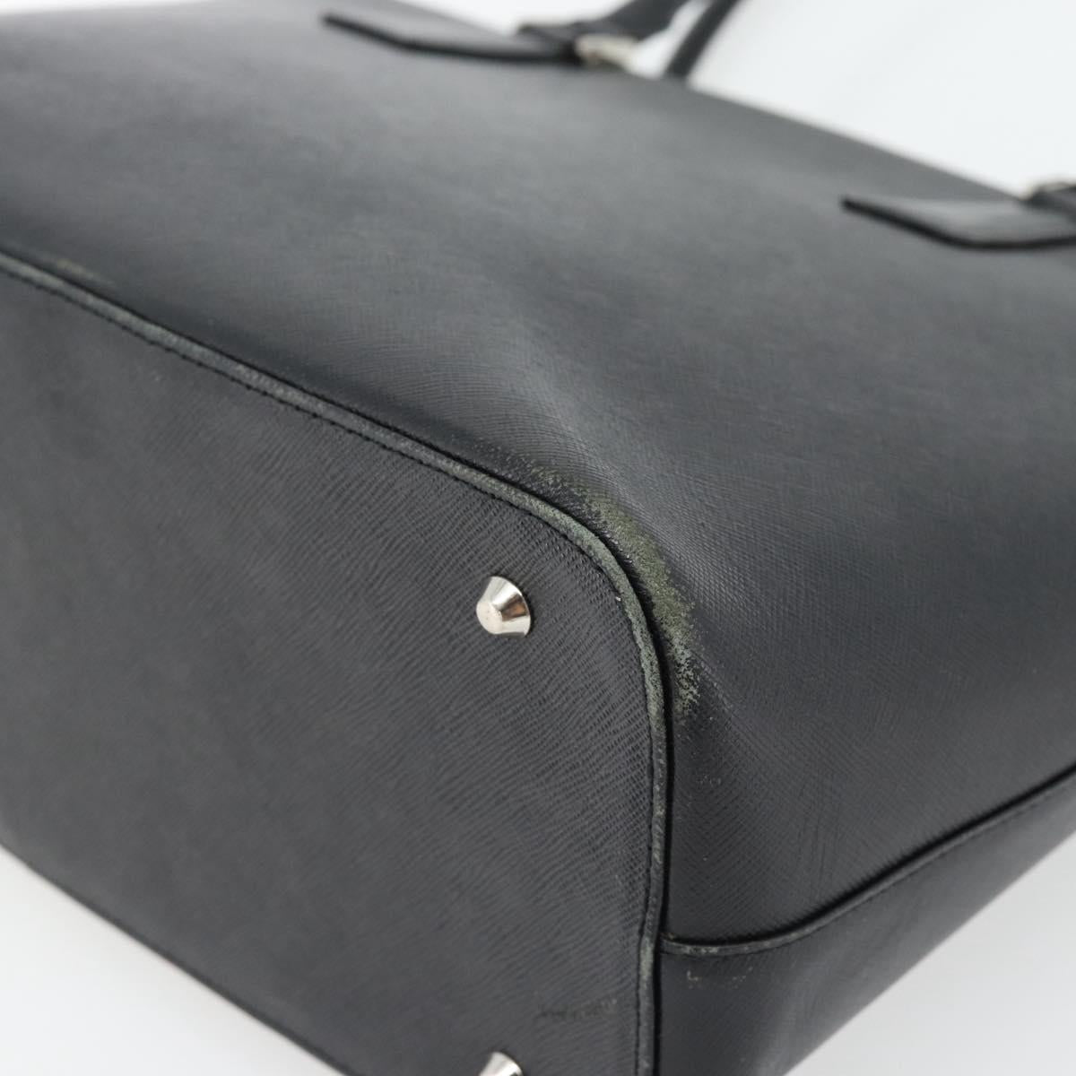 BURBERRY Tote Bag Leather Black Silver Auth 182424
