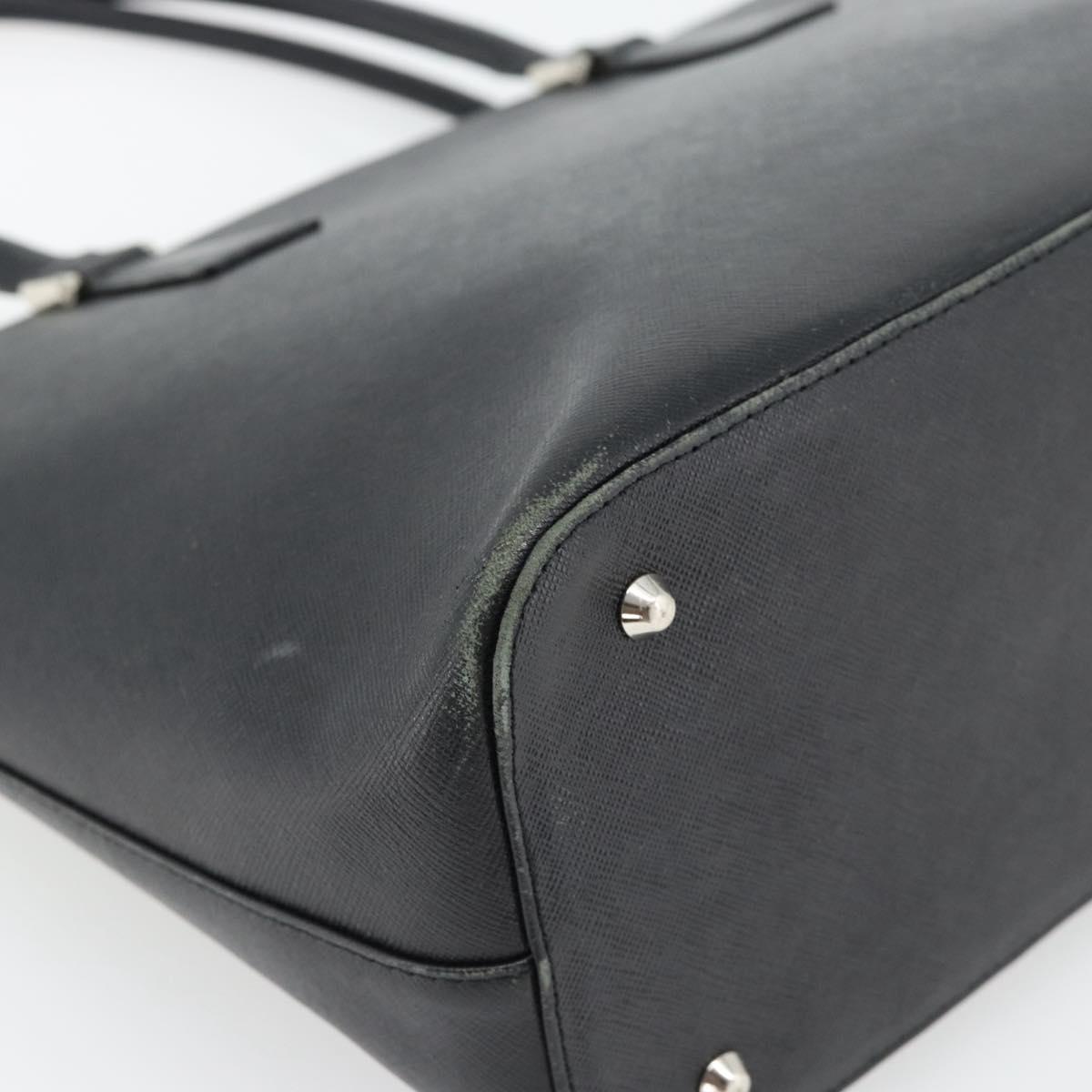 BURBERRY Tote Bag Leather Black Silver Auth 182424