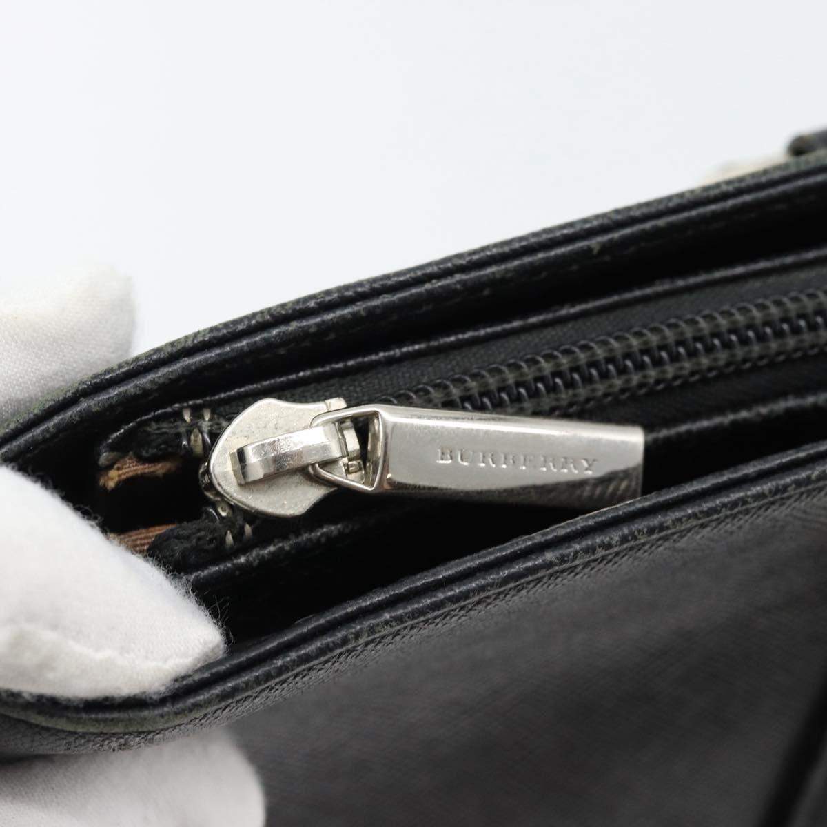 BURBERRY Tote Bag Leather Black Silver Auth 182424