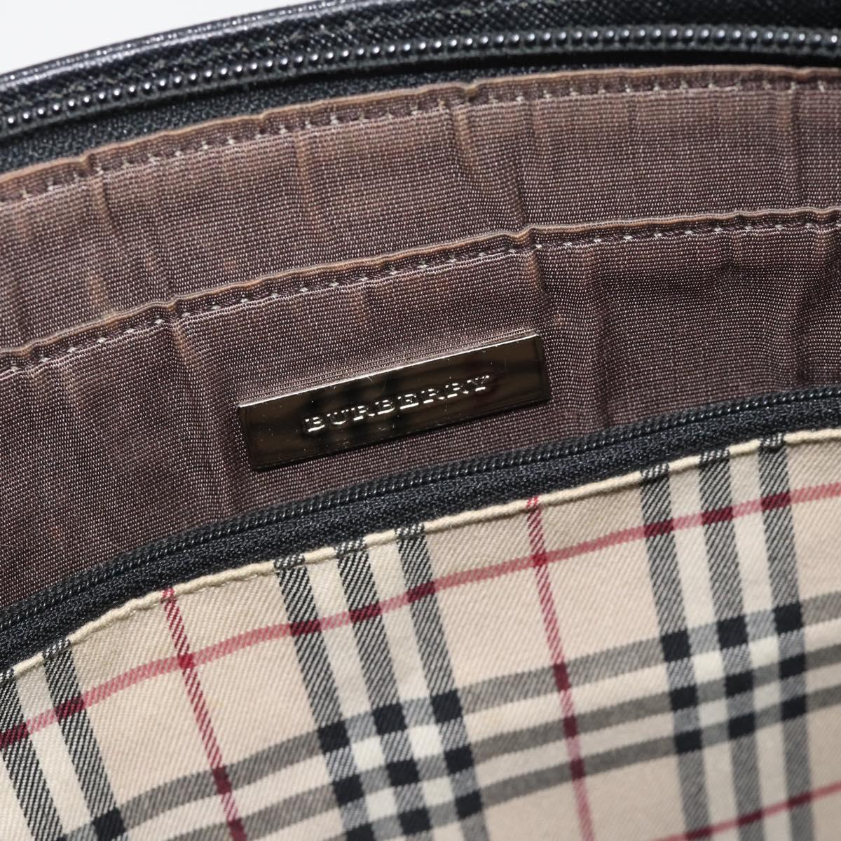 BURBERRY Tote Bag Leather Black Silver Auth 182424