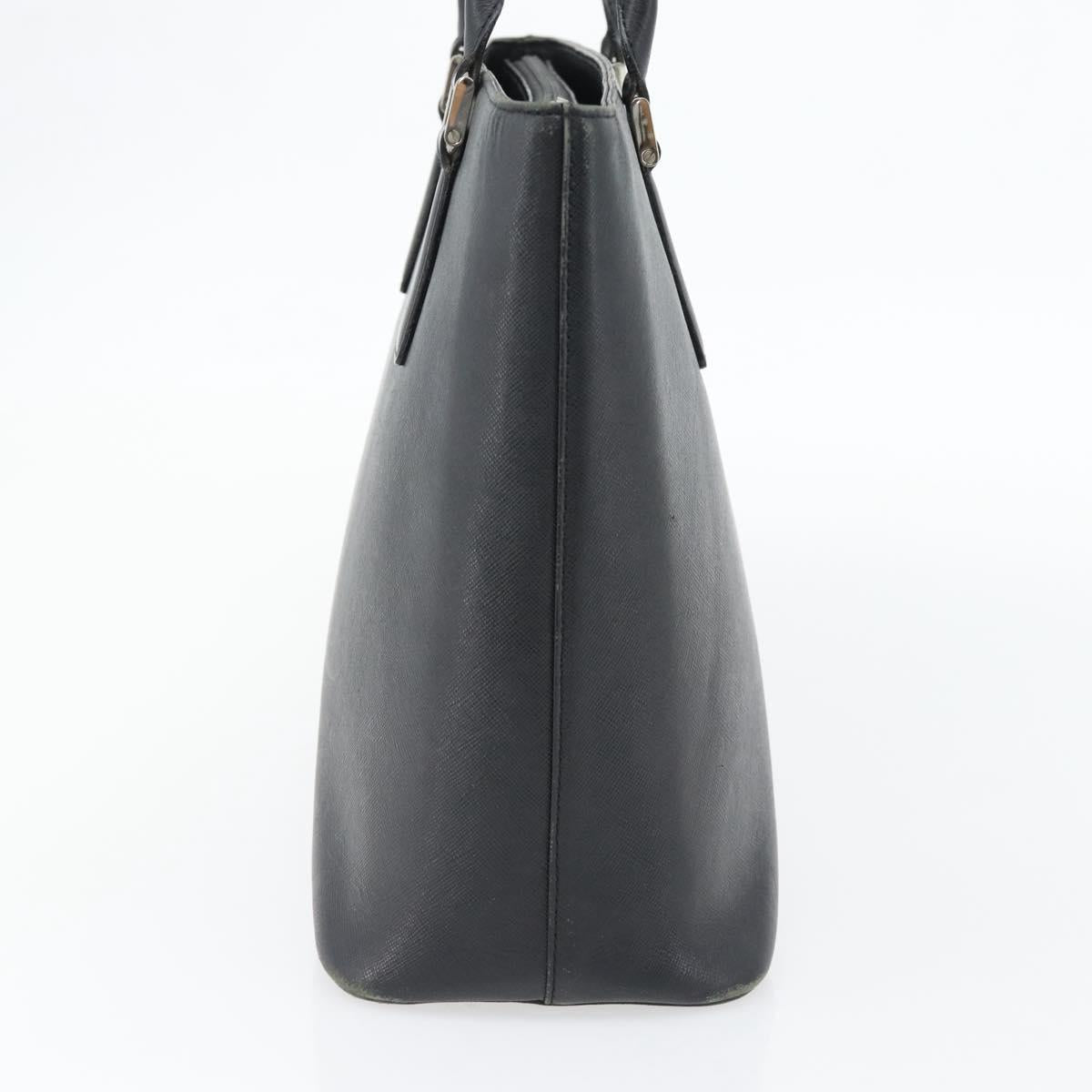 BURBERRY Tote Bag Leather Black Silver Auth 182424