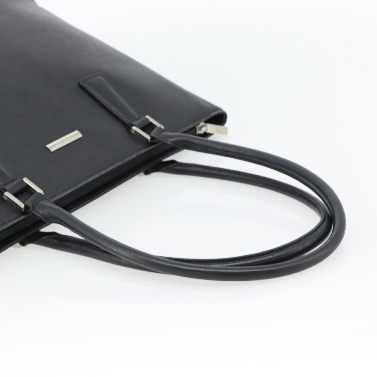 BURBERRY Tote Bag Leather Black Silver Auth 182424