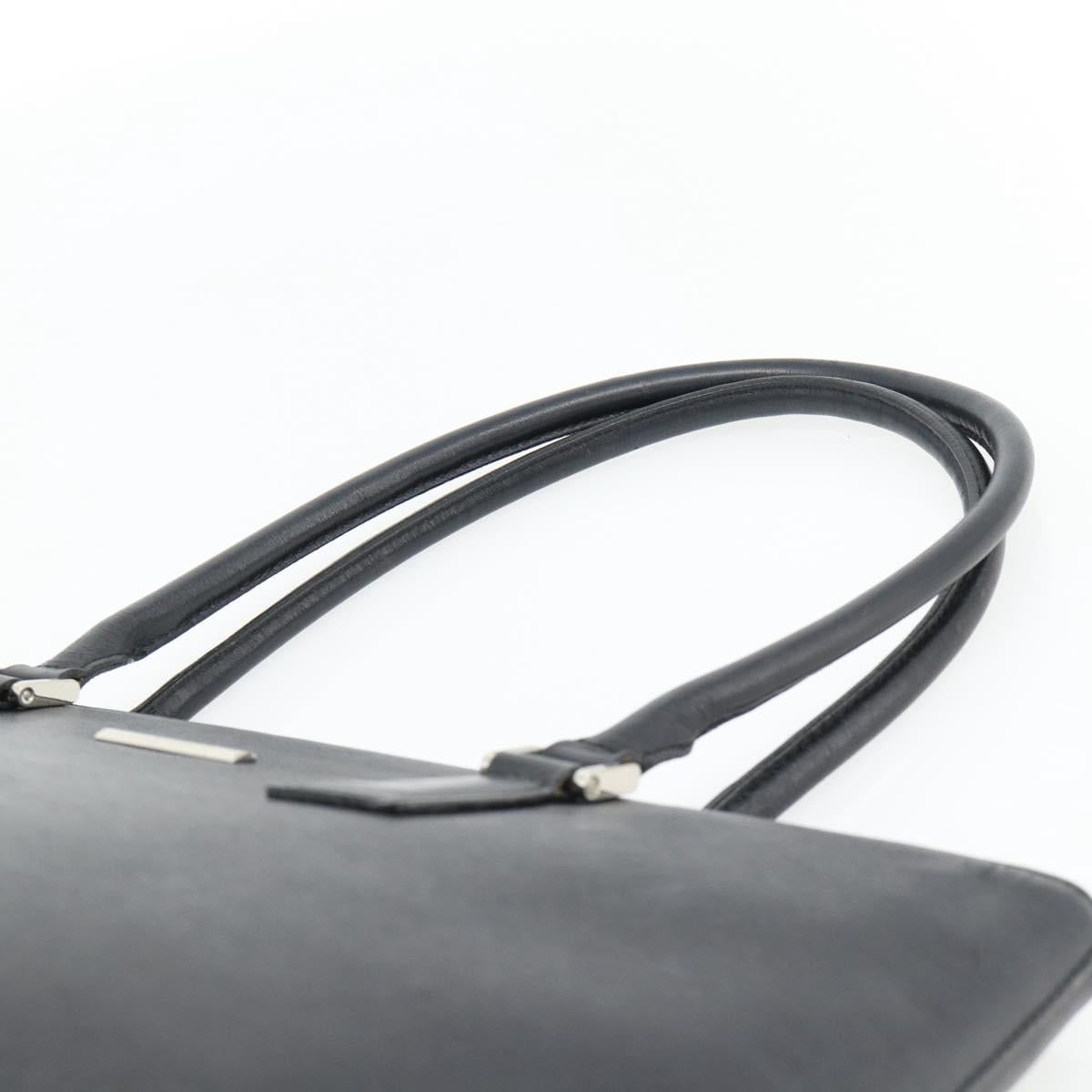 BURBERRY Tote Bag Leather Black Silver Auth 182424