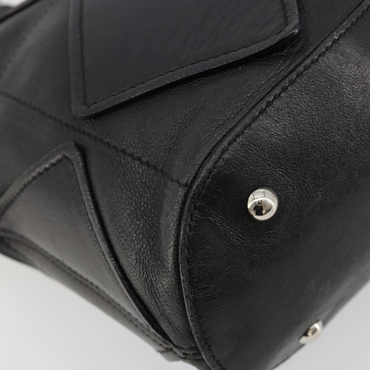 Salvatore Ferragamo Hand Bag Leather Black Silver Auth 182426