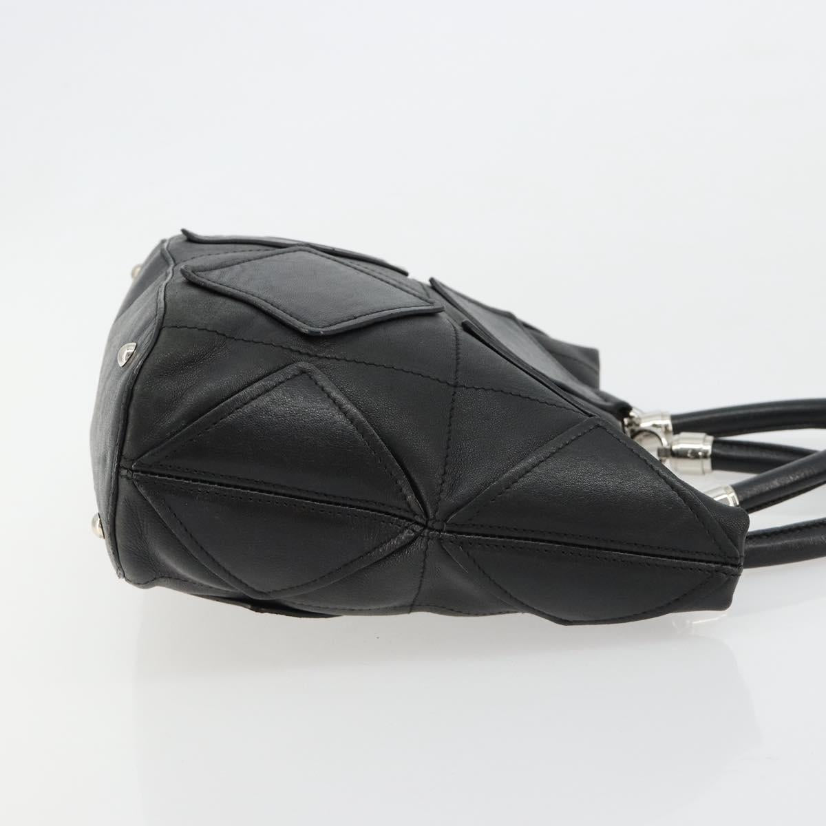 Salvatore Ferragamo Hand Bag Leather Black Silver Auth 182426