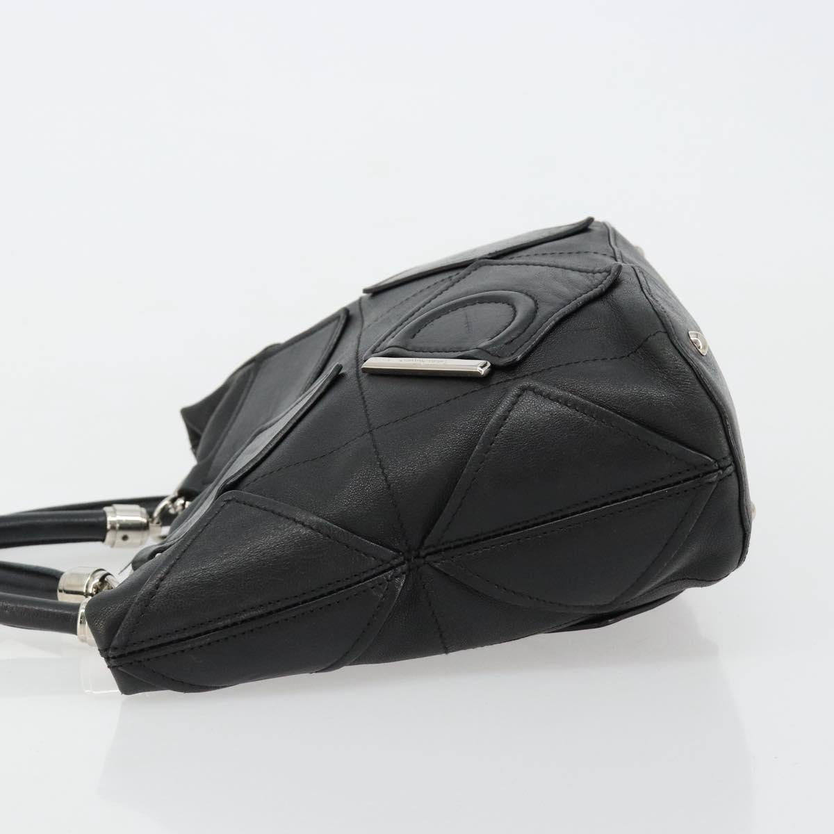 Salvatore Ferragamo Hand Bag Leather Black Silver Auth 182426