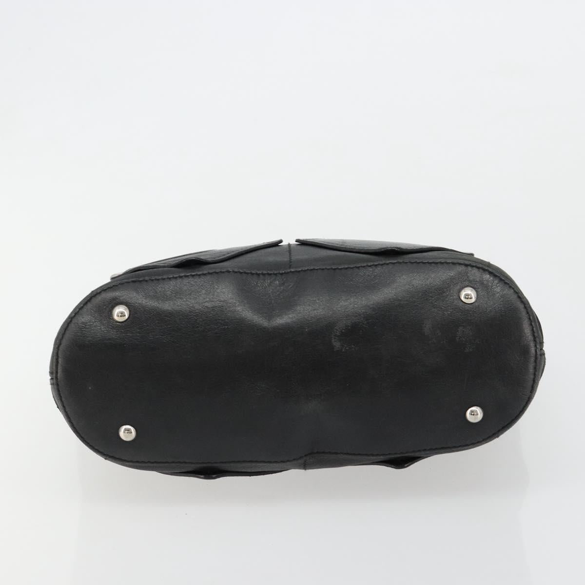 Salvatore Ferragamo Hand Bag Leather Black Silver Auth 182426