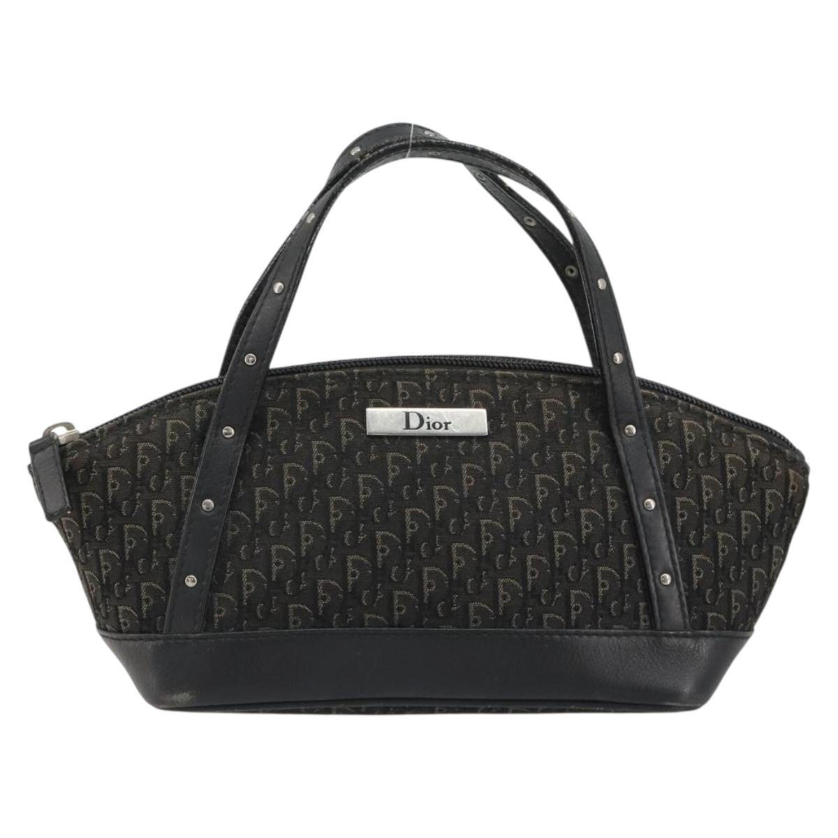 Christian Dior Street Chic Mini Trotter Canvas Bag Brown Silver Auth 182435A