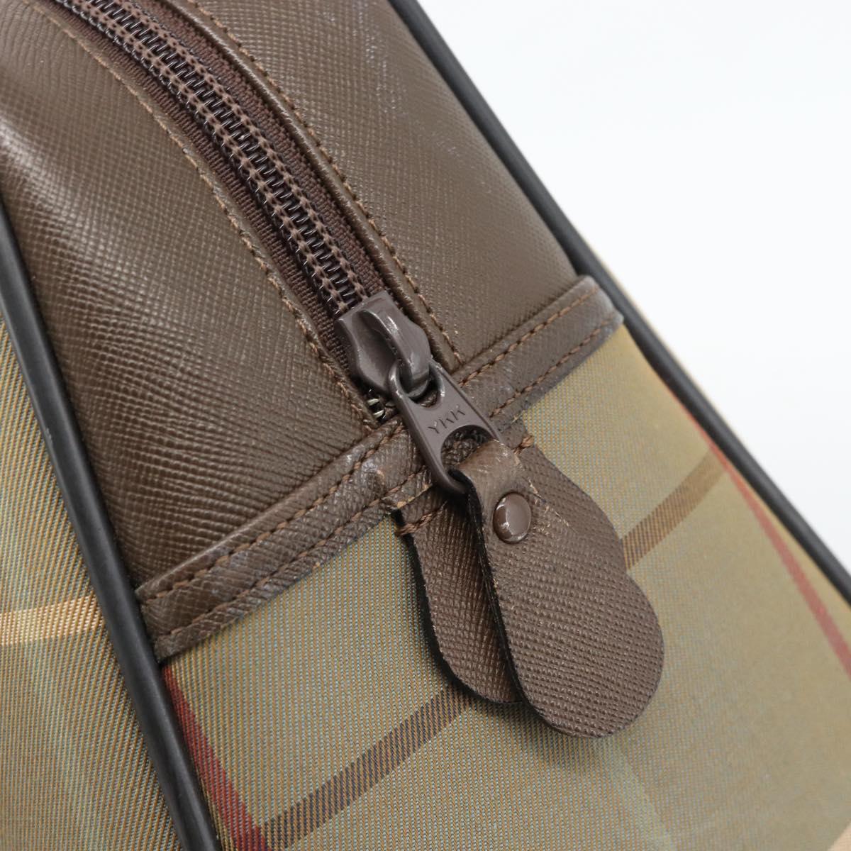 Burberrys Nova Check Boston Bag Canvas Beige Gold Auth 182436