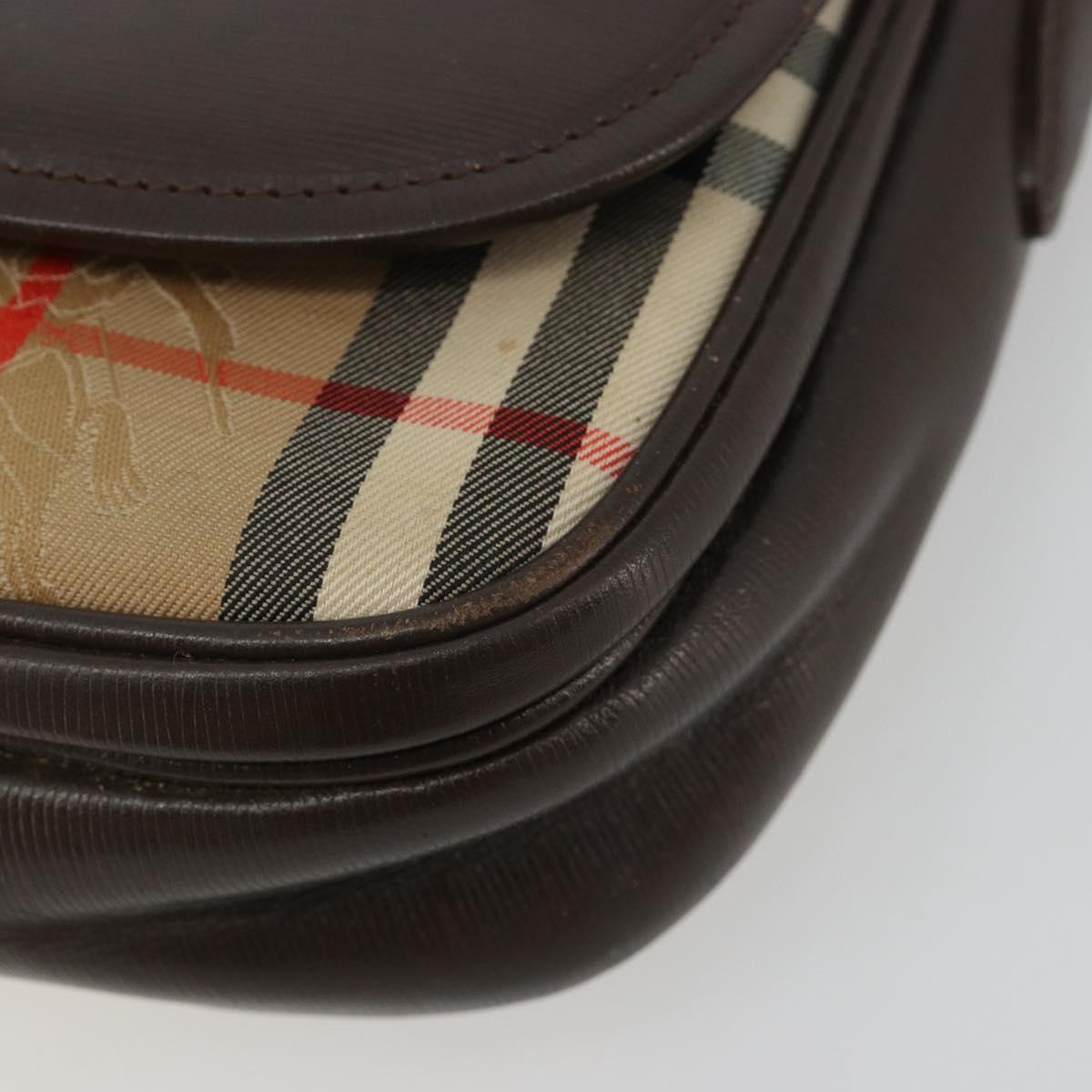 Burberrys Nova Check Shoulder Bag Canvas Leather Beige Gold Auth 182438