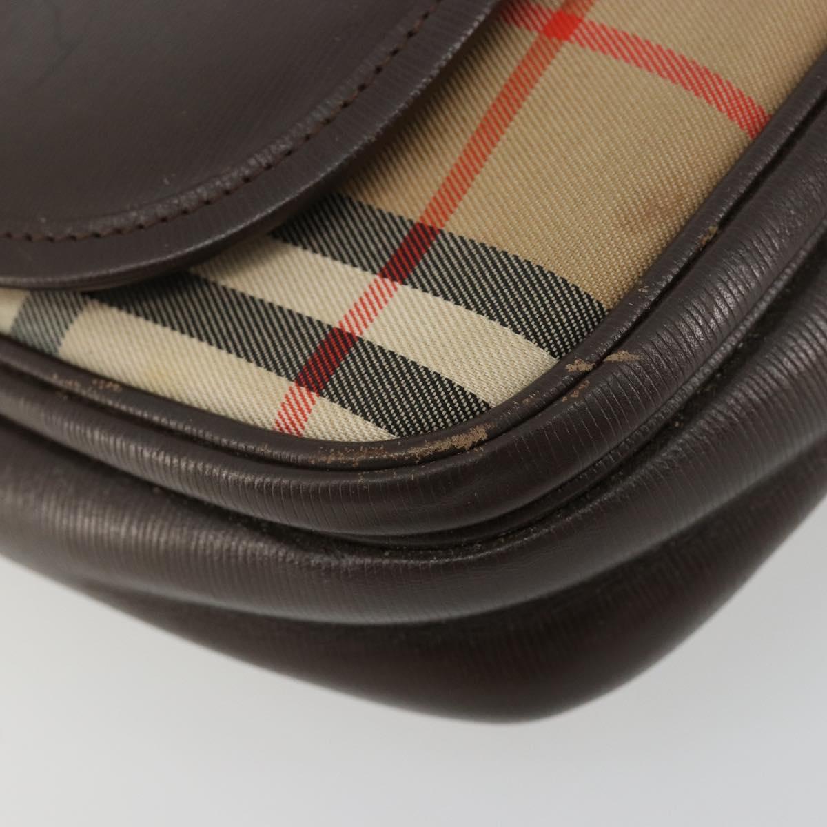 Burberrys Nova Check Shoulder Bag Canvas Leather Beige Gold Auth 182438