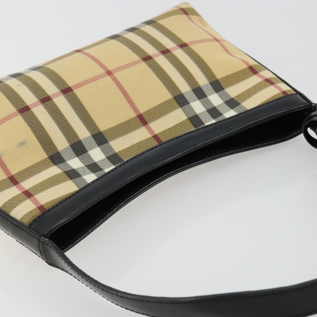 BURBERRY Nova Check Shoulder Bag PVC Beige Auth 182439
