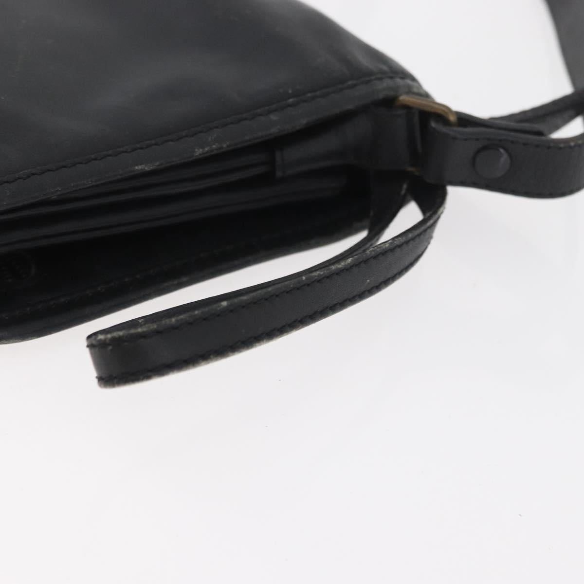 LOEWE Anagram Shoulder Bag Leather Black Gold Auth 182440