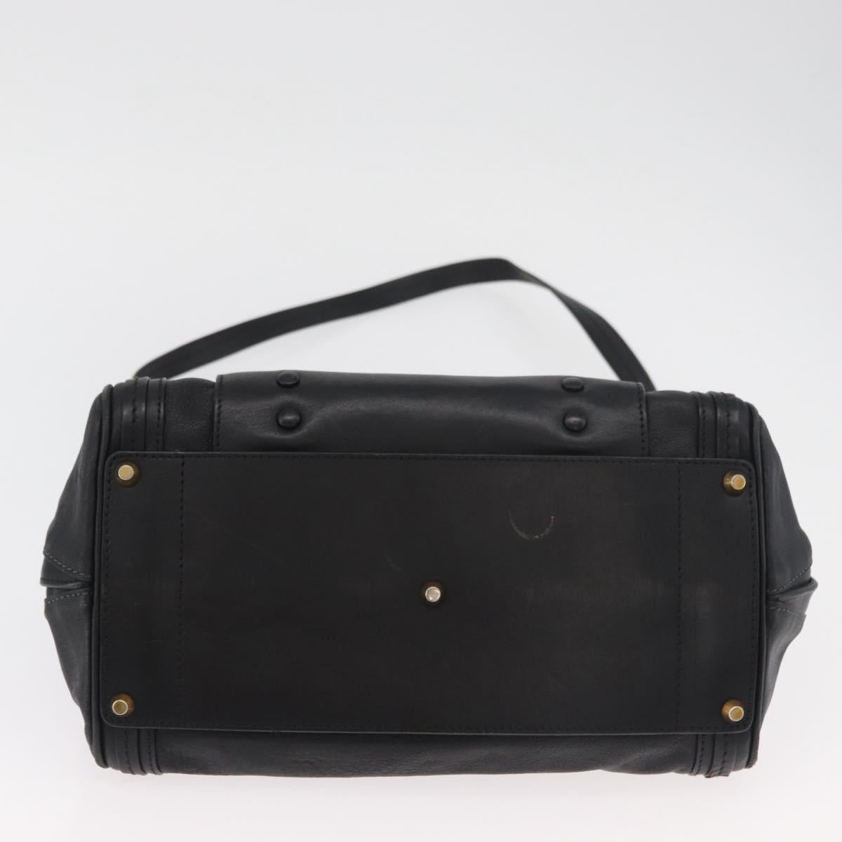 Chloe Alice Hand Bag Leather 2way Black Gold Auth 182441