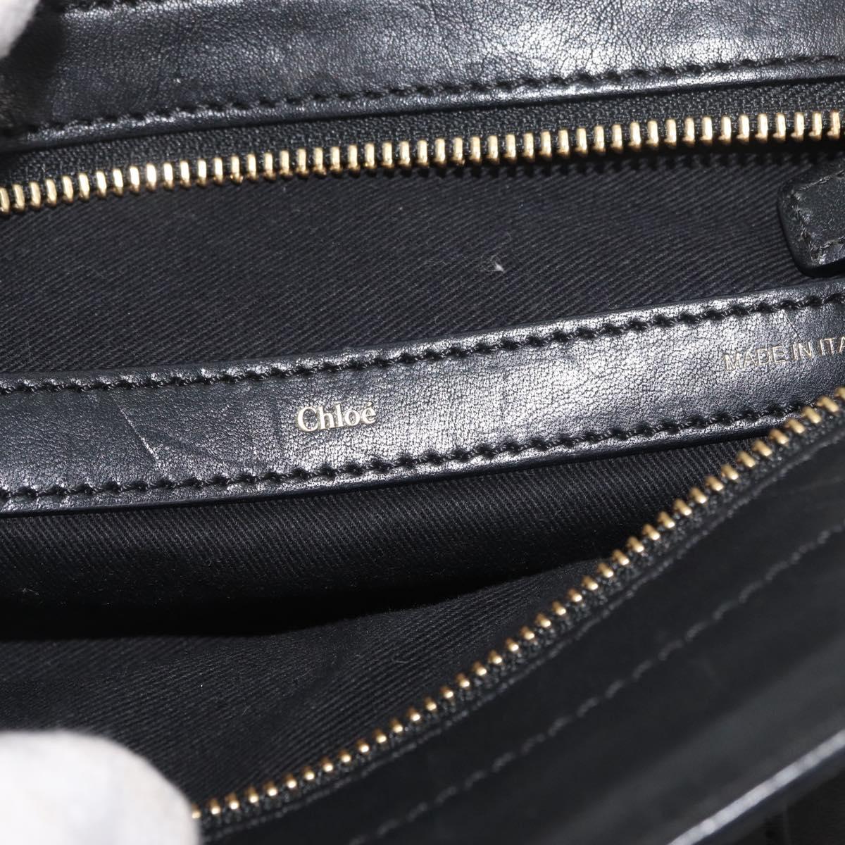 Chloe Alice Hand Bag Leather 2way Black Gold Auth 182441