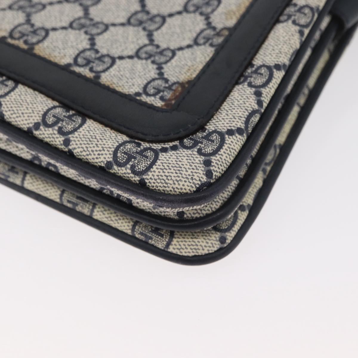 GUCCI GG Supreme Sherry Line Shoulder Bag PVC Navy Gold 010 378 Auth 182442