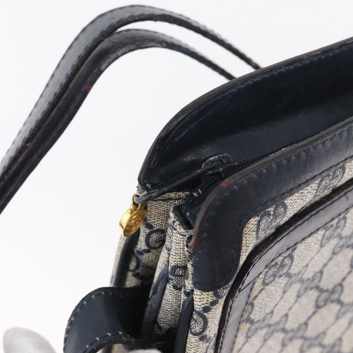 GUCCI GG Supreme Sherry Line Shoulder Bag PVC Navy Gold 010 378 Auth 182442