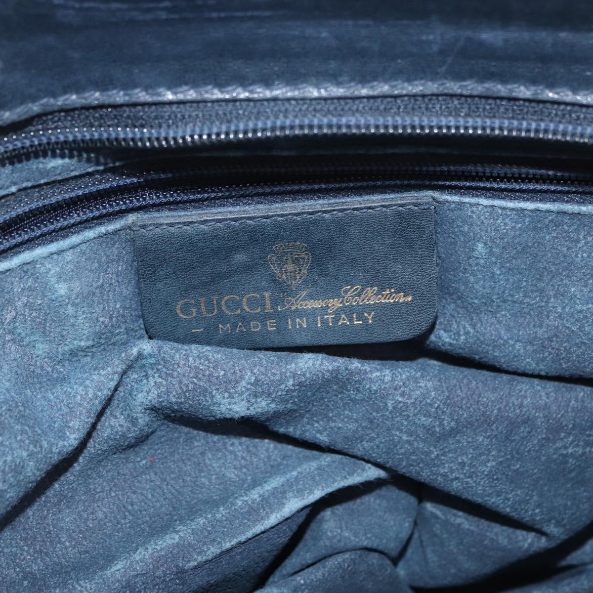 GUCCI GG Supreme Sherry Line Shoulder Bag PVC Navy Gold 010 378 Auth 182442