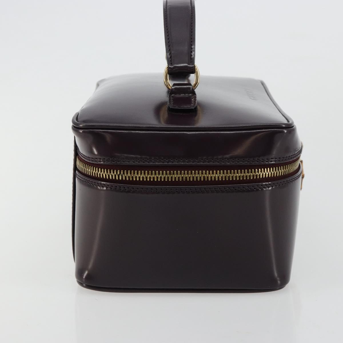 GUCCI Bamboo Vanity Hand Bag Patent leather Navy Gold 032 1956 0150 Auth 182446