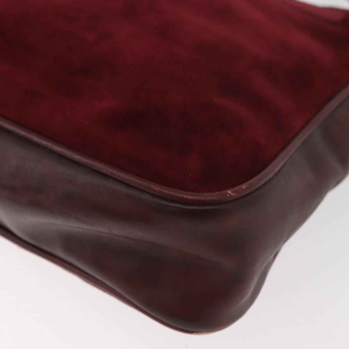 CARTIER Shoulder Bag Suede Bordeaux Gold Auth 182447