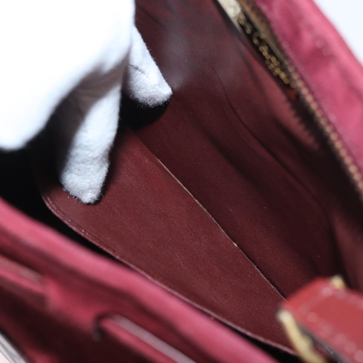 CARTIER Shoulder Bag Suede Bordeaux Gold Auth 182447
