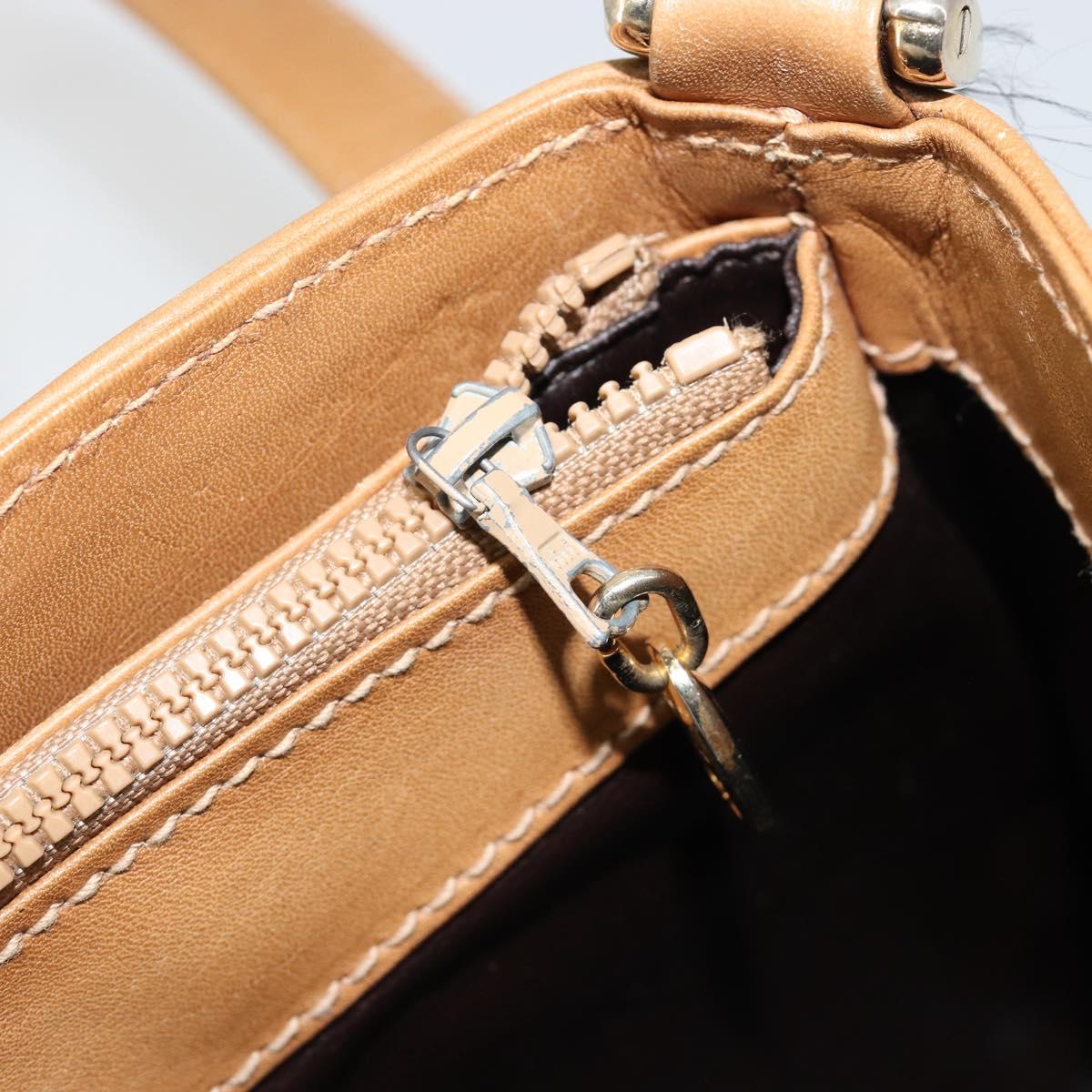 CELINE Macadam Canvas Shoulder Bag PVC Leather Beige Gold Auth 182451