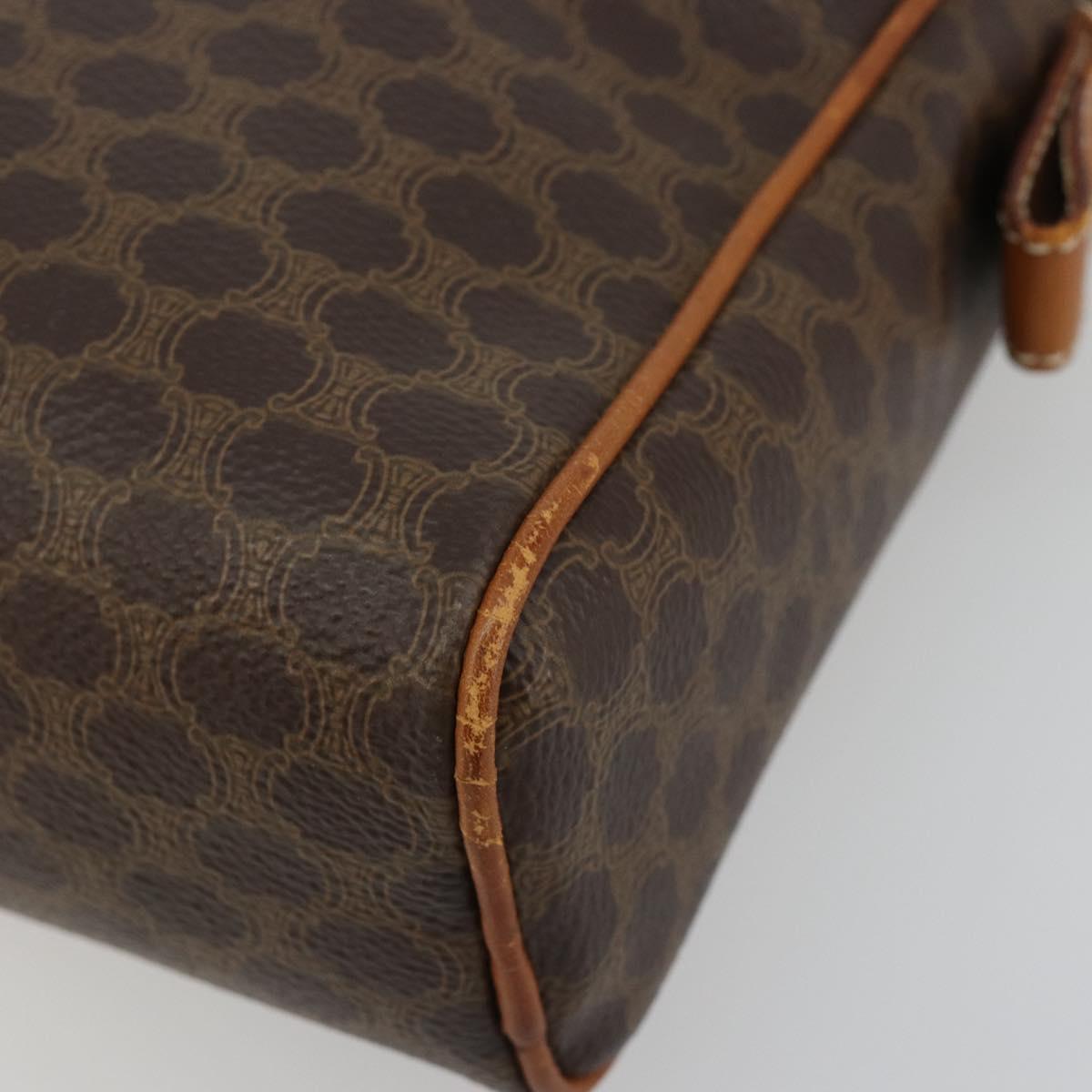 CELINE Macadam Canvas Clutch Bag PVC Leather Brown Gold Auth 182456