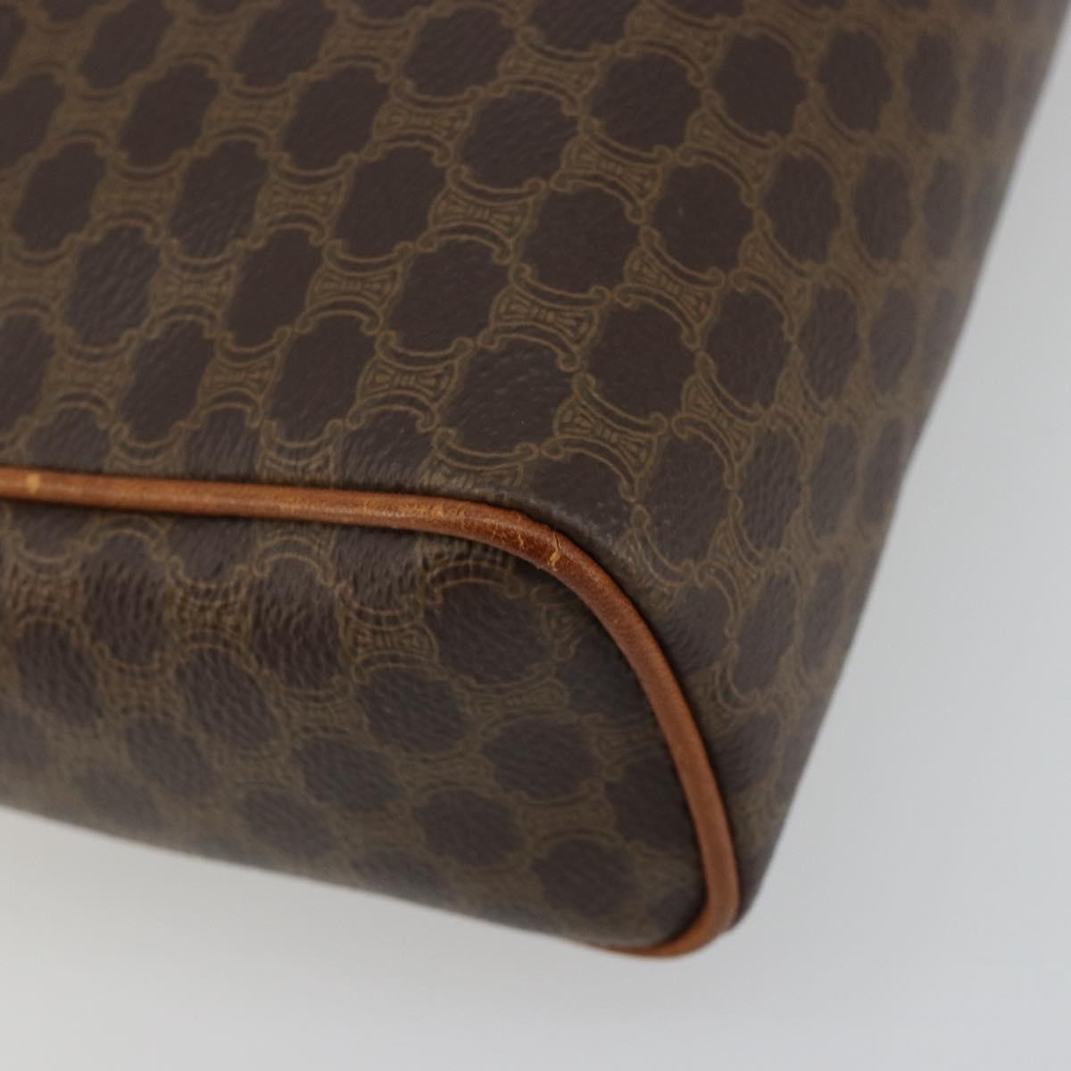 CELINE Macadam Canvas Clutch Bag PVC Leather Brown Gold Auth 182456