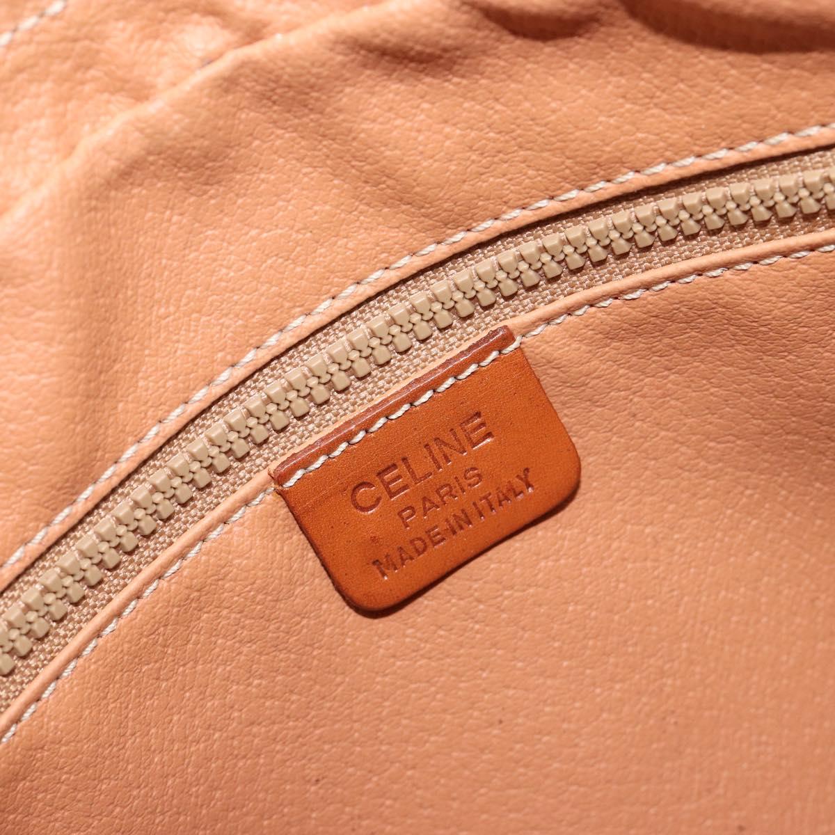 CELINE Macadam Canvas Clutch Bag PVC Leather Brown Gold Auth 182456