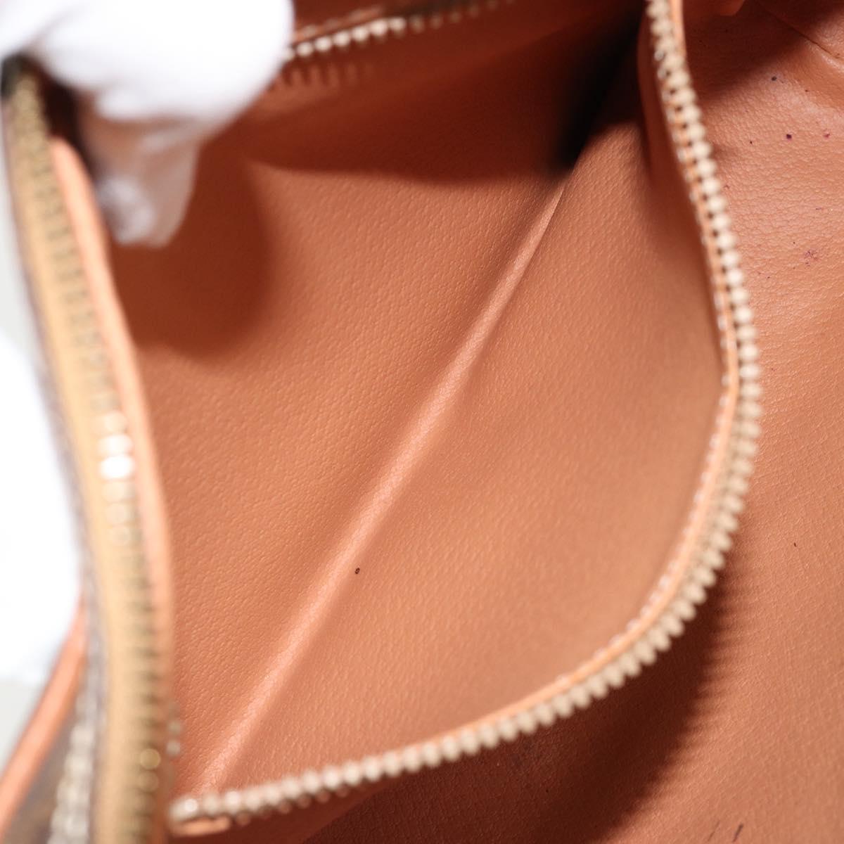 CELINE Macadam Canvas Clutch Bag PVC Leather Brown Gold Auth 182456