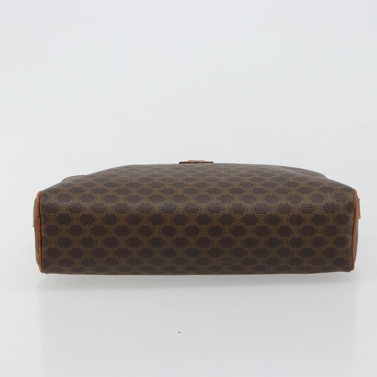 CELINE Macadam Canvas Clutch Bag PVC Leather Brown Gold Auth 182456