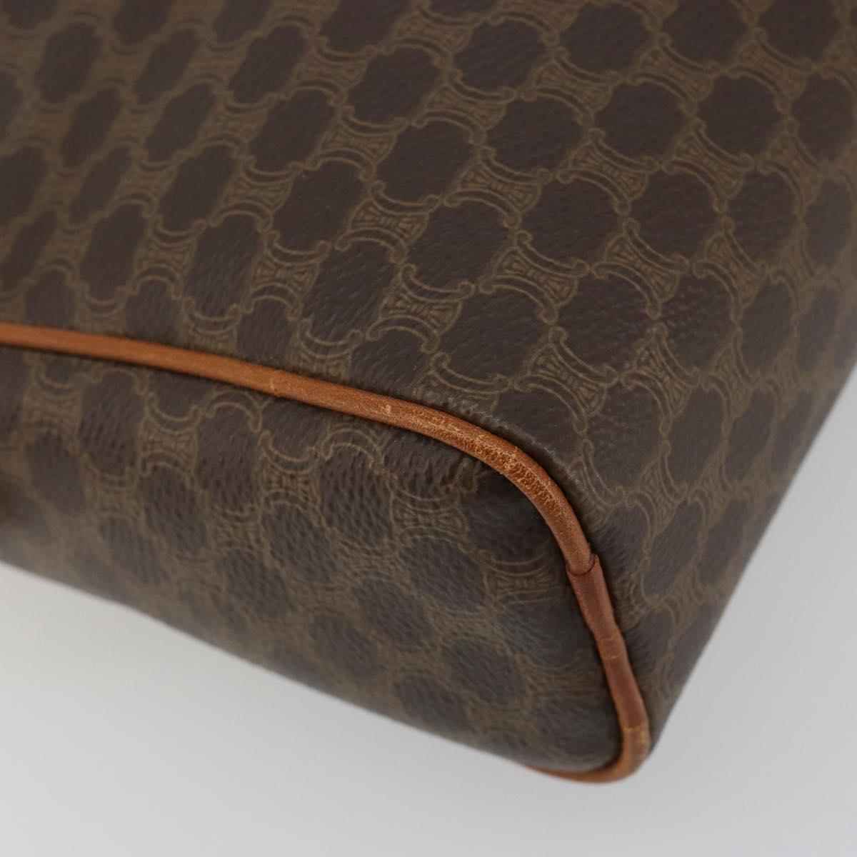 CELINE Macadam Canvas Clutch Bag PVC Leather Brown Gold Auth 182456