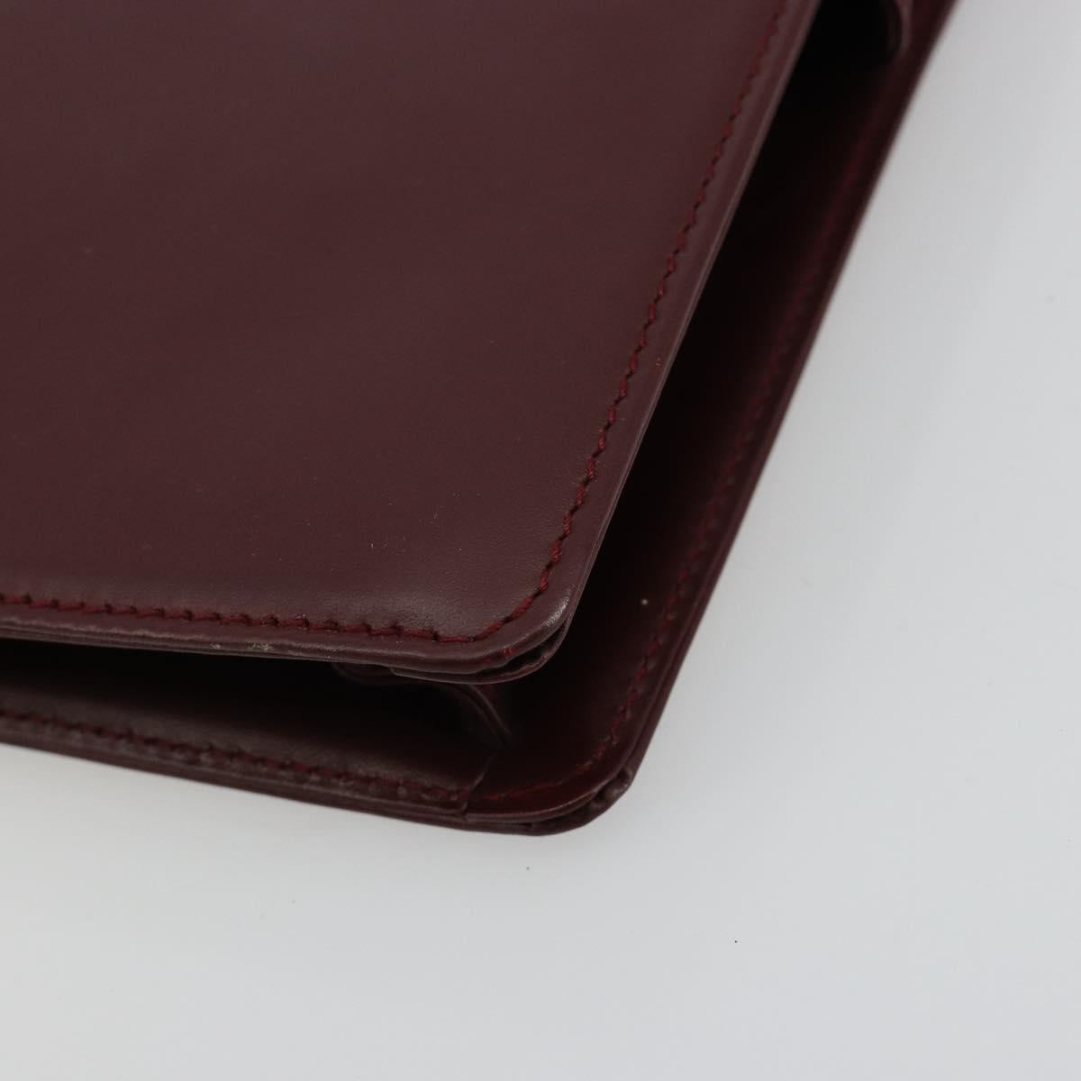 CARTIER Must Line Clutch Bag Leather Bordeaux Gold Auth 182457