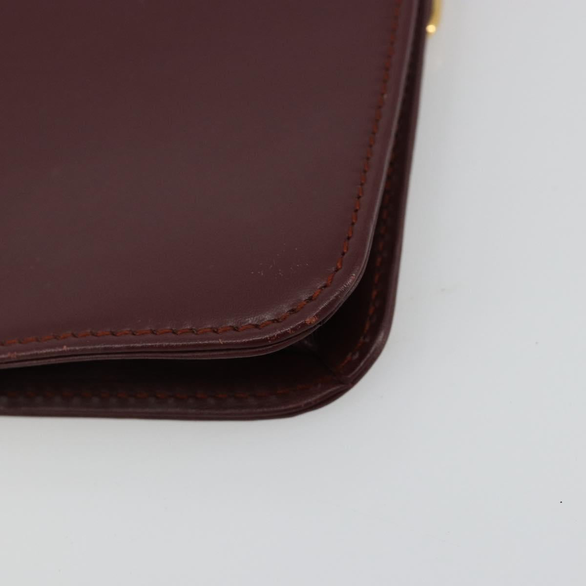CARTIER Must Line Clutch Bag Leather Bordeaux Gold Auth 182459